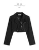 Women Punk Gothic Cropped Blazer with Metal Chain Harajuku Design Streetwear Chic Patchwork Suit Office Lady Commute Short Coat