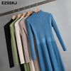 elegant OL turtleneck slim long Sweater dress women Thick knit Autumn Winter dress female Slim A-line basic dress casual