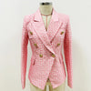 High Street Designer Jacket Women Lion Buttons Double Breasted Slim Fitting Monogram Jacquard Blazer