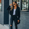 Womens Vintage Lapel Long Sleeve Fringe Cropped Hippie Motor Biker Cardigan Outwears Faux Suede Tassel Jacket