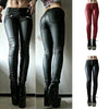 Steampunk Women Faux Leather Cosplay Pants Carnival Party Skinny Button Trousers Workout Leggings High Waist Girl Pants
