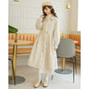 French Vintage Woolen Coats Women Autumn Winter Elegant Pleated Long Coat Female Sweet Lantern Sleeve Jackets