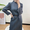Tianpei Pleats Spring Autumn Winter Women Long Sleeve Comfortable Dress Korean Style Casual Designer Clothes