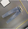 Women's Rhinestone Skinny Jeans, High Waist, 9 Points Pants, Denim Overalls, Elastic, Heavy Industry, Spring, Autumn