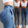 Belted High Waist Skinny Jeans Women Loose Stretch Denim Long Pants Skinny Jeans Women Stretch Denim Long Pants