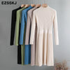 elegant OL turtleneck slim long Sweater dress women Thick knit Autumn Winter dress female Slim A-line basic dress casual