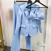 Designer Blazer Suit Set Women's Single Button Diamonds Beaded Camis Blazer Pants Suit 3pcs Set