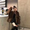Winter Leopard Print Jacket Women's Stand Collar Warm Parkas Outwear Autumn Winter Korean Female Loose Faux Fur Coats