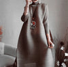 Pleated Classical Vintage Dress Turtleneck Loose High Aesthetic Designer Women Abayas Elegant Clothing