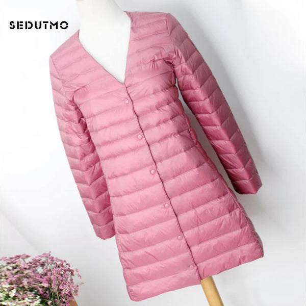 Winter Oversize Womens Duck Down Jackets Ultra Light Coat Long Puffer Jacket Casual Black Autumn Parkas ED838