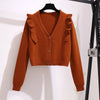Autumn Winter Knit 2 Piece Set Women Office Lady Single Breasted Sweater Cardigan+Pleated Long Skirt Suit Sets