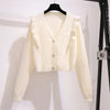 Autumn Winter Knit 2 Piece Set Women Office Lady Single Breasted Sweater Cardigan+Pleated Long Skirt Suit Sets