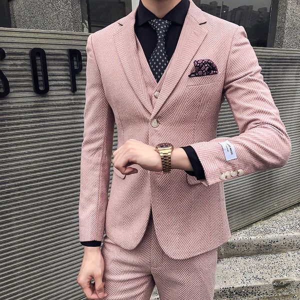 Business Gentleman (suit + Vest + Trousers) Vintage Herr Line Slim Fit Formal Wedding Wedding Dress Three-piece Set