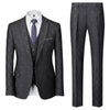 Men Boutique Business Suit 3 Piece Blue / Gray Men's Single Breasted Wedding Dress Homme Blazer and Pant with Vest
