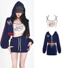 Hikigawa Chic  Autumn Y2k Sports Suit Sexy Cartoon Cat Print Camisole Tank Top+Zipper Short Coat+Drawstring Mini Skirt