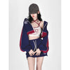 Hikigawa Chic  Autumn Y2k Sports Suit Sexy Cartoon Cat Print Camisole Tank Top+Zipper Short Coat+Drawstring Mini Skirt