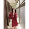 Houndstooth Chic Office Lady Sets Of Women 2 Pieces Elegant Women's Double Breasted Long Sleeve Slim Blazer Suits Short Skirt