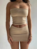 Hugcitar Solid Sleeveless Folds Tube Crop Top Skirts 2 Piece Matching Set Summer  Streetwear Beach Clothing Drop Shipping