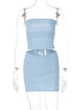 Hugcitar Solid Sleeveless Folds Tube Crop Top Skirts 2 Piece Matching Set Summer  Streetwear Beach Clothing Drop Shipping