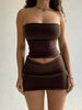 Hugcitar Solid Sleeveless Folds Tube Crop Top Skirts 2 Piece Matching Set Summer  Streetwear Beach Clothing Drop Shipping