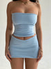 Hugcitar Solid Sleeveless Folds Tube Crop Top Skirts 2 Piece Matching Set Summer  Streetwear Beach Clothing Drop Shipping