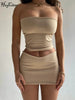 Hugcitar Solid Sleeveless Folds Tube Crop Top Skirts 2 Piece Matching Set Summer  Streetwear Beach Clothing Drop Shipping