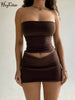 Hugcitar Solid Sleeveless Folds Tube Crop Top Skirts 2 Piece Matching Set Summer  Streetwear Beach Clothing Drop Shipping