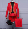 (Jacket+Pants) 2 Piece Wedding Suit White Embroidery Tailcoat Set Singer Host Swallowtail Costumes Magician Chorus Stage Suits