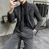(Jacket+Pants)  Boutique  Mens Plaid Casual Business Suit High-end Social Formal Suit 2 Pcs Set Groom Wedding