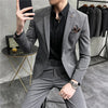 (Jacket+Pants)  Boutique  Mens Plaid Casual Business Suit High-end Social Formal Suit 2 Pcs Set Groom Wedding