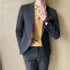 (Jacket+Pants)  Suits   Men  Low Price Business Wedding Groom Pure Color Blazers Trousers 2 Pcs Set