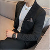 (Jacket+Pants)  Suits   Men  Low Price Business Wedding Groom Pure Color Blazers Trousers 2 Pcs Set