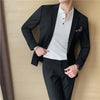 (Jacket+Pants)  Suits   Men  Low Price Business Wedding Groom Pure Color Blazers Trousers 2 Pcs Set