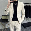 (Jacket+Pants)  Men Formal Wear Solid Color Suits Slim Fit Business Casual Suits Two Pieces Groom Dress TuxedoTrousers 5XL