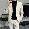 (Jacket+Pants)  Men Formal Wear Solid Color Suits Slim Fit Business Casual Suits Two Pieces Groom Dress TuxedoTrousers 5XL