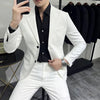 (Jacket+Pants)  Men Formal Wear Solid Color Suits Slim Fit Business Casual Suits Two Pieces Groom Dress TuxedoTrousers 5XL