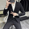 (Jacket+Pants)  Men Formal Wear Solid Color Suits Slim Fit Business Casual Suits Two Pieces Groom Dress TuxedoTrousers 5XL