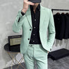 (Jacket+Pants)  Men Formal Wear Solid Color Suits Slim Fit Business Casual Suits Two Pieces Groom Dress TuxedoTrousers 5XL
