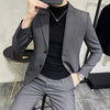 (Jacket+Pants)  Men Formal Wear Solid Color Suits Slim Fit Business Casual Suits Two Pieces Groom Dress TuxedoTrousers 5XL