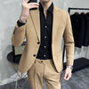 (Jacket+Pants)  Men Formal Wear Solid Color Suits Slim Fit Business Casual Suits Two Pieces Groom Dress TuxedoTrousers 5XL