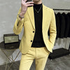 (Jacket+Pants)  Men Formal Wear Solid Color Suits Slim Fit Business Casual Suits Two Pieces Groom Dress TuxedoTrousers 5XL