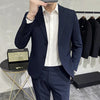 (Jacket+Pants)  Men Formal Wear Solid Color Suits Slim Fit Business Casual Suits Two Pieces Groom Dress TuxedoTrousers 5XL