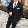 [Jacket+Vest+Pants]  Fashionable Men's Slim Suit/Men's High-end Pure Cotton Groom's Wedding Dress 3 Pieces M-4XL