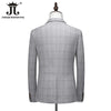 ( Jacket + Vest + Pants )    Boutique Plaid Mens Casual Business Suit Groom Wedding Dress Formal Slim Plaid Suit