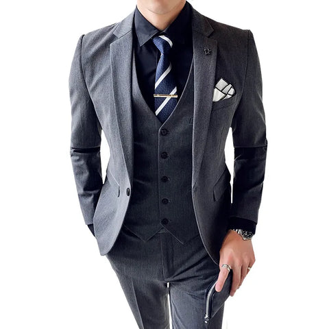 Jacket Vest Pants High End Bridegroom's Man Formal Wedding Gown Business Party Slim Fit Suit Blazer Coat Trousers 3 Pcs Sets