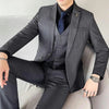 (Jacket+Vest+Pants) Three-piece suit male formal wear striped suit groom wedding striped striped male suit M-5XL
