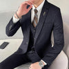 (Jacket+Vest+Pants) Three-piece suit male formal wear striped suit groom wedding striped striped male suit M-5XL
