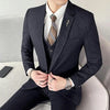 (Jacket+Vest+Pants) Three-piece suit male formal wear striped suit groom wedding striped striped male suit M-5XL