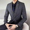 (Jacket+Vest+Pants) Three-piece suit male formal wear striped suit groom wedding striped striped male suit M-5XL