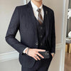 (Jacket+Vest+Pants) Three-piece suit male formal wear striped suit groom wedding striped striped male suit M-5XL